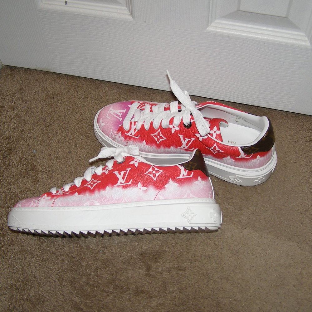 🔥 size 8.5/39 Authentic Louis Vuitton Time Out sneaker Red and Pink - Picture 5 of 16